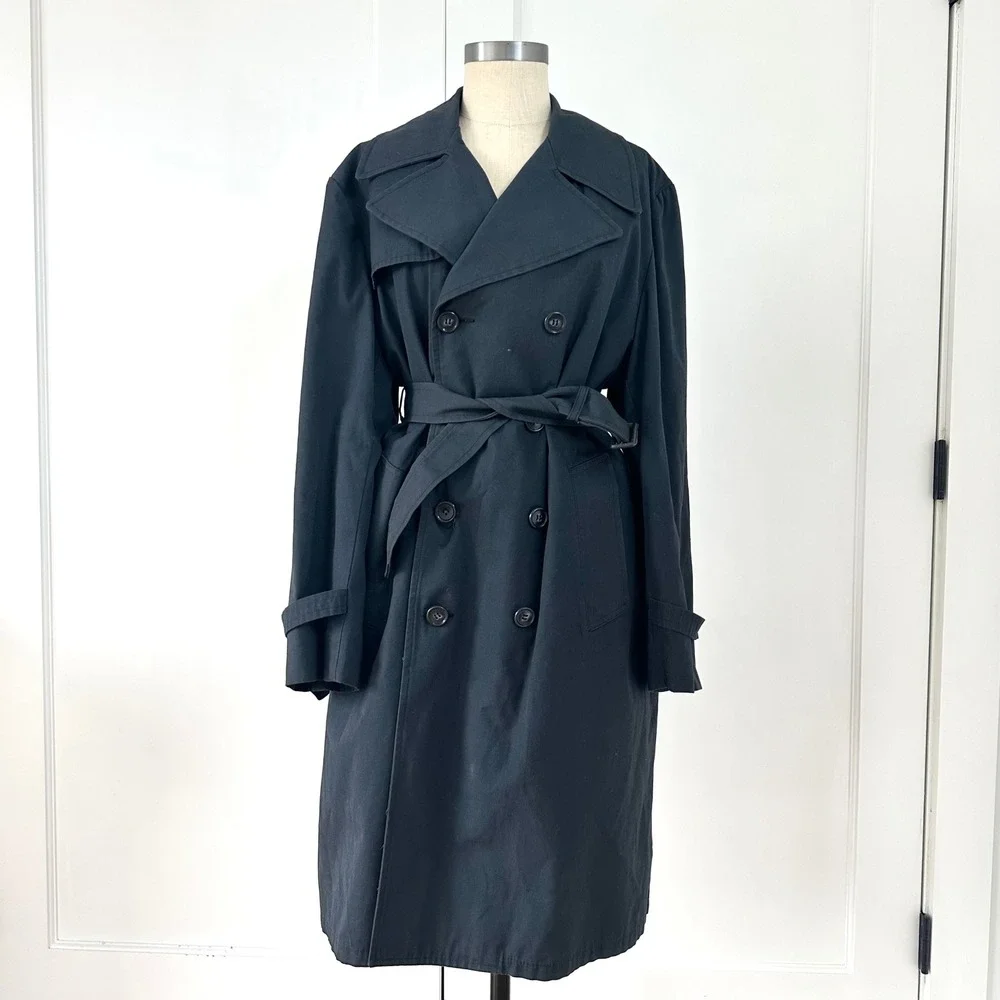 Vintage Clipper Mist London Fog Navy Trench 38‎ Men's Womens Medium Normcore